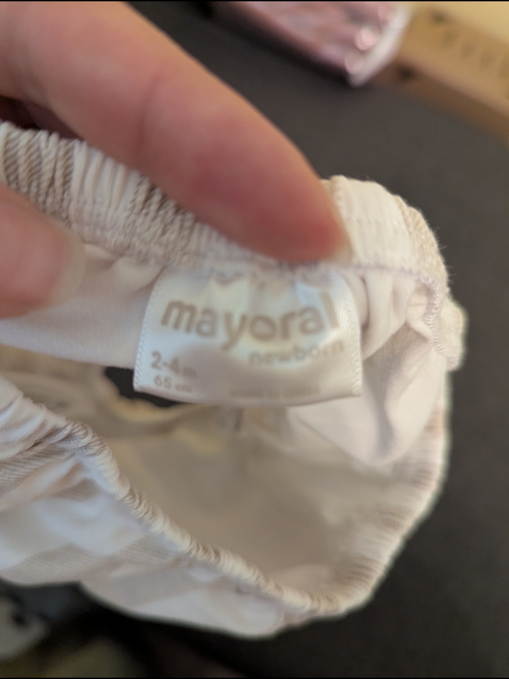 Mayoral Tiered White Baby Dress with Peach Print - Picture 6 of 6